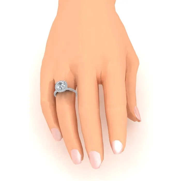 GB Rings 3 Ct Cushion Round Natural Earth Mined Diamonds Halo Engagement Ring New