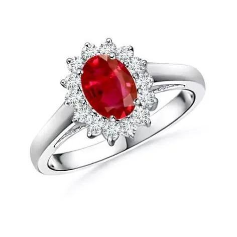 GB Rings 425 Carats Ruby And Natural Earth Mined Diamonds Halo Ring New White Gold 14K GB Rings 425 Carats Ruby And Natural Earth Mined Diamonds Halo Ring New White Gold 14K