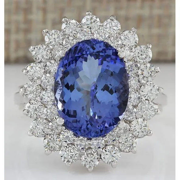 GB Rings Elegant Tanzanite Natural Earth Mined Diamond Cocktail Ring