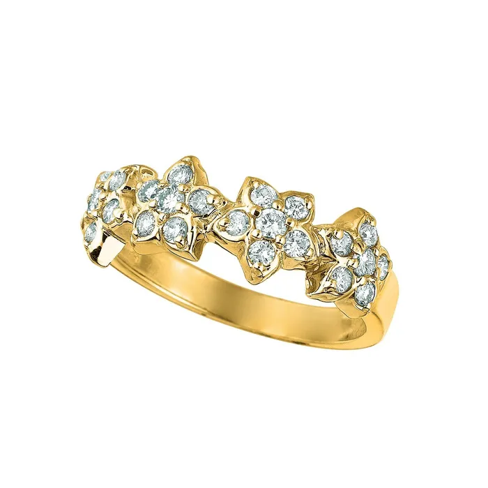 GB Rings Flower Style Natural Earth Mined Diamond Wedding Band 072 Carats 14K Yellow Gold GB Rings Flower Style Natural Earth Mined Diamond Wedding Band 072 Carats 14K Yellow Gold