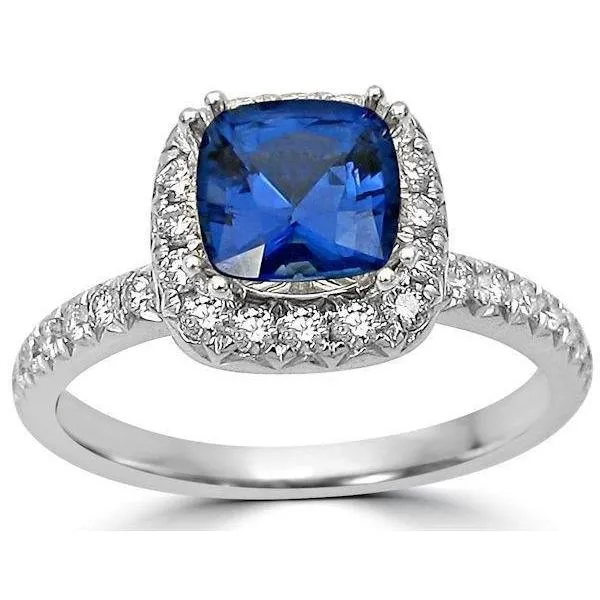 GB Rings Halo 390 Ct Sri Lanka Sapphire Natural Earth Mined Diamonds Wedding Ring White Gold