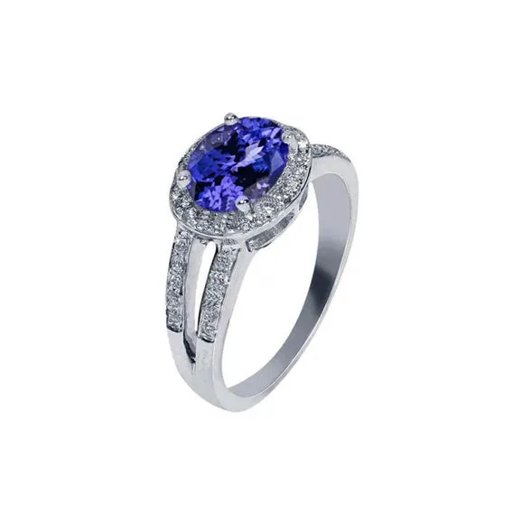 GB Rings Oval Tanzanite And Round Natural Earth Mined Diamonds Engagement Ring 350 Carat New GB Rings Oval Tanzanite And Round Natural Earth Mined Diamonds Engagement Ring 350 Carat New