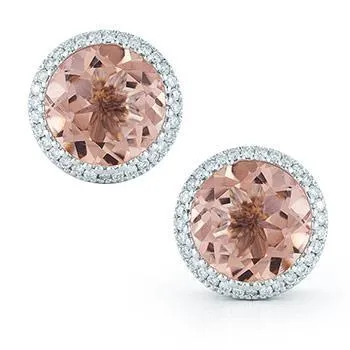 GB Rose Gold 1670 Ct Morganite And Natural Earth Mined Diamonds Lady Studs Earrings Earrings GB Rose Gold 1670 Ct Morganite And Natural Earth Mined Diamonds Lady Studs Earrings Earrings