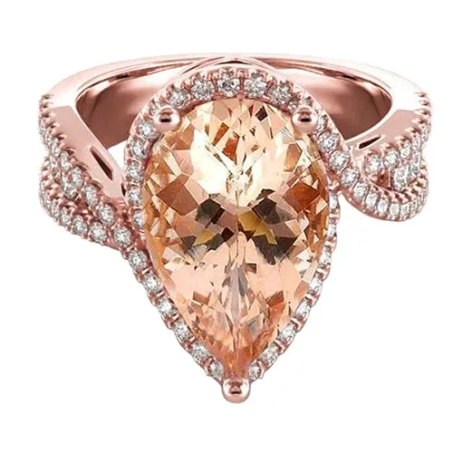 Glamorous Morganite Cocktail Engagement Ring GB Rings