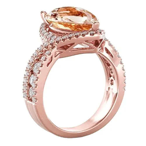 Glamorous Morganite Cocktail Engagement Ring GB Rings