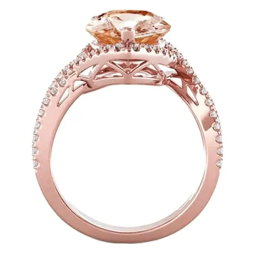 Glamorous Morganite Cocktail Engagement Ring GB Rings