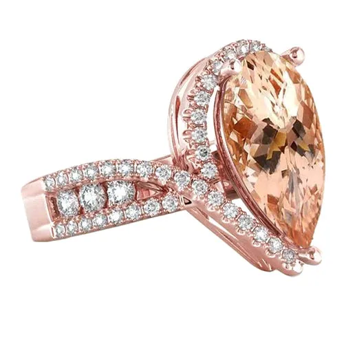 Glamorous Morganite Cocktail Engagement Ring GB Rings