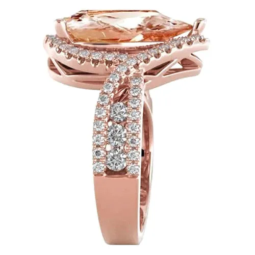 Glamorous Morganite Cocktail Engagement Ring GB Rings