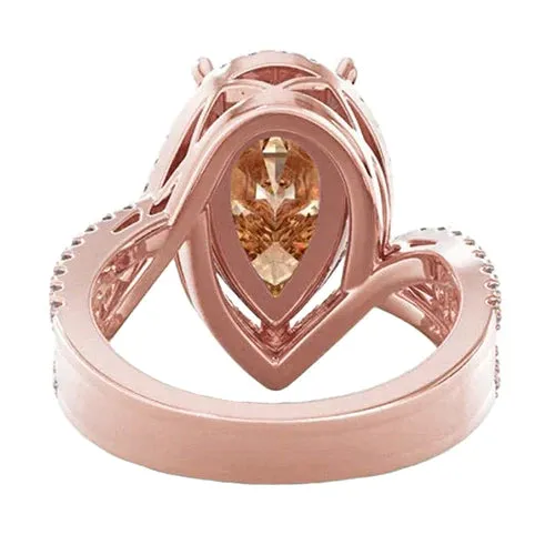 Glamorous Morganite Cocktail Engagement Ring GB Rings