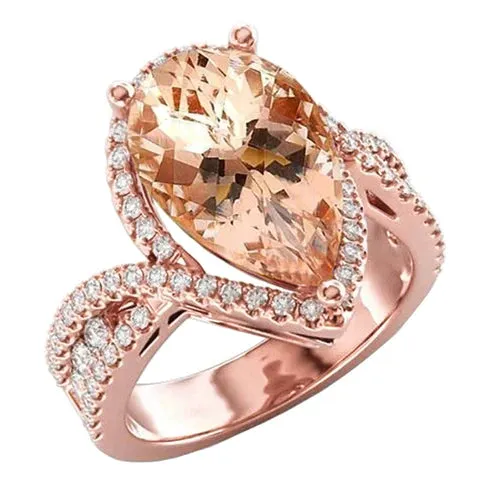 Glamorous Morganite Cocktail Engagement Ring GB Rings