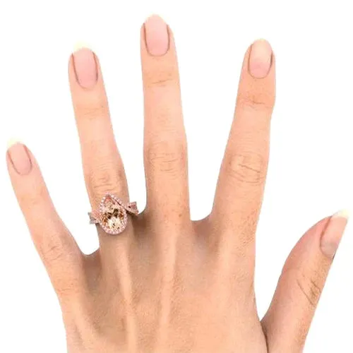 Glamorous Morganite Cocktail Engagement Ring GB Rings