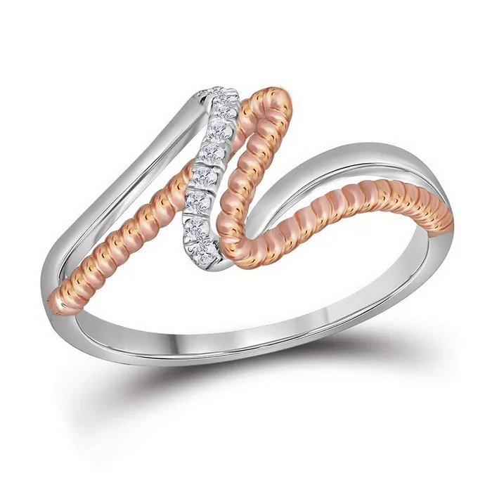 GND 10kt Twotone Gold Womens Round Diamond Rope Band Ring 112 Cttw GND Rings GND 10kt Twotone Gold Womens Round Diamond Rope Band Ring 112 Cttw GND Rings
