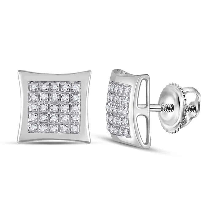 GND 10Kt White Gold Mens Round Diamond Kite Square Earrings 18 Cttw GND Earrings GND 10Kt White Gold Mens Round Diamond Kite Square Earrings 18 Cttw GND Earrings