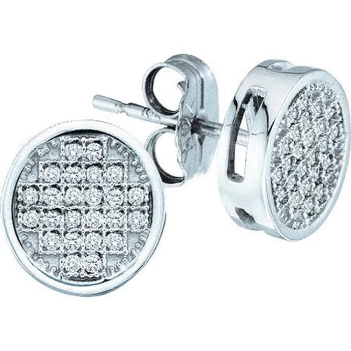 GND GND 10kt White Gold Womens Round Diamond Circle Cluster Earrings 110 Cttw Earrings GND GND 10kt White Gold Womens Round Diamond Circle Cluster Earrings 110 Cttw Earrings