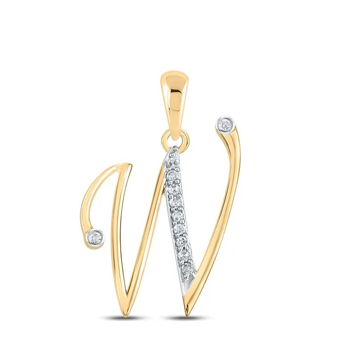 GND GND 10Kt Yellow Gold Womens Round Diamond W Initial Letter Pendant 112 Cttw Necklaces GND GND 10Kt Yellow Gold Womens Round Diamond W Initial Letter Pendant 112 Cttw Necklaces