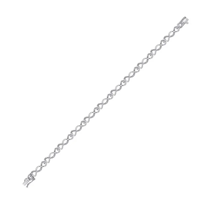 GND Sterling Silver Womens Round Diamond Heart Twist Link Bracelet 14 Cttw GND Bracelets GND Sterling Silver Womens Round Diamond Heart Twist Link Bracelet 14 Cttw GND Bracelets