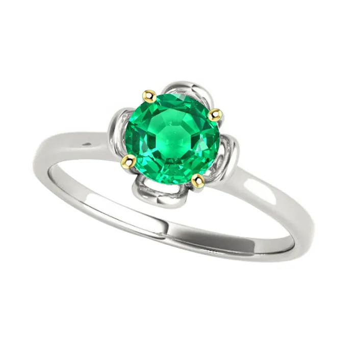 Gold Gemstone Ring Solitaire Green Emerald HarryChadEntcom Rings