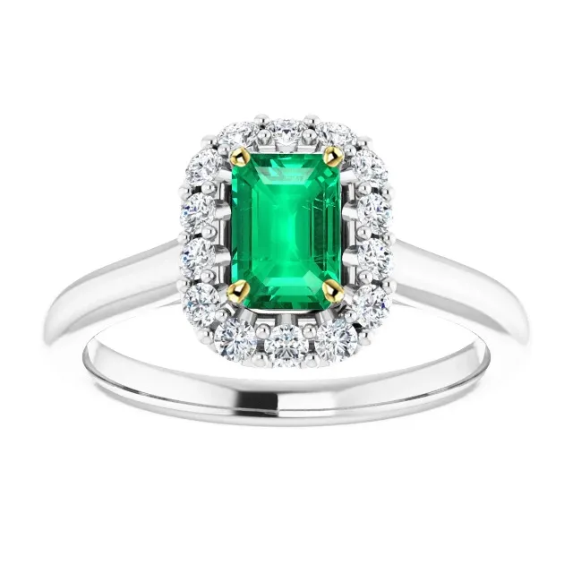 Green Emerald Engagement Ring Womens Halo Diamond Jewelry HarryChadEntcom Rings