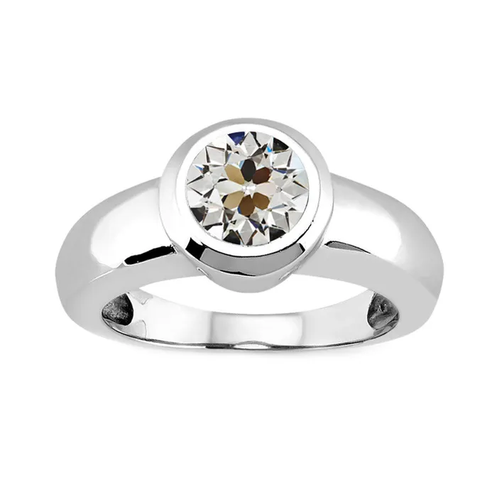 HarryChadEntcom 2 Carats Round Real Diamond Ring Old Mine Cut Bezel Set Rings HarryChadEntcom 2 Carats Round Real Diamond Ring Old Mine Cut Bezel Set Rings
