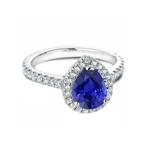 HarryChadEntcom Blue Sapphire Natural Earth Mined Diamond Halo Pear Cut Ring 350 Carats White Gold Rings HarryChadEntcom Blue Sapphire Natural Earth Mined Diamond Halo Pear Cut Ring 350 Carats White Gold Rings