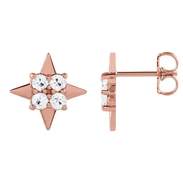 HarryChadEntcom Earrings 4 Carats Round Old Miner Rose Gold Star Shape Genuine Diamond Stud Earrings HarryChadEntcom Earrings 4 Carats Round Old Miner Rose Gold Star Shape Genuine Diamond Stud Earrings