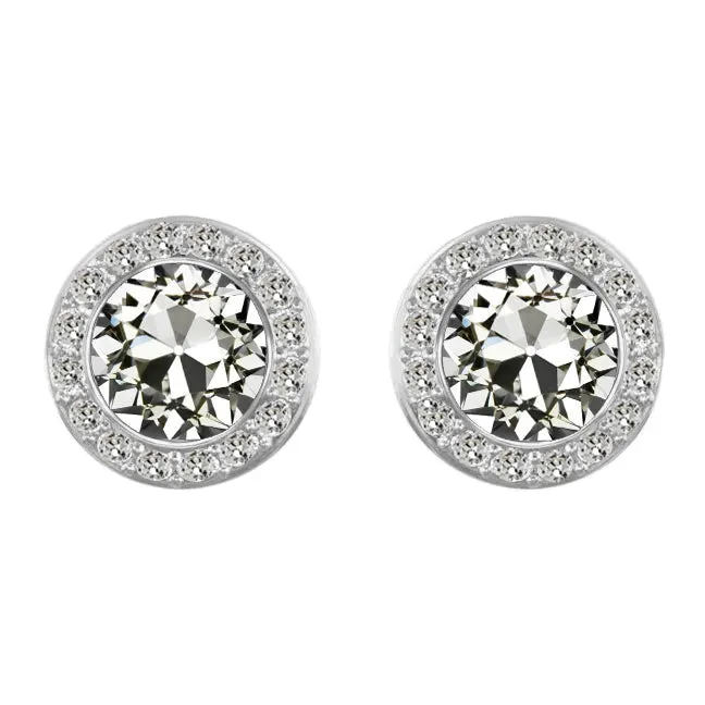 HarryChadEntcom Earrings Halo Natural Diamond Earrings Old Mine Cut Womens Studs 5 Carats HarryChadEntcom Earrings Halo Natural Diamond Earrings Old Mine Cut Womens Studs 5 Carats
