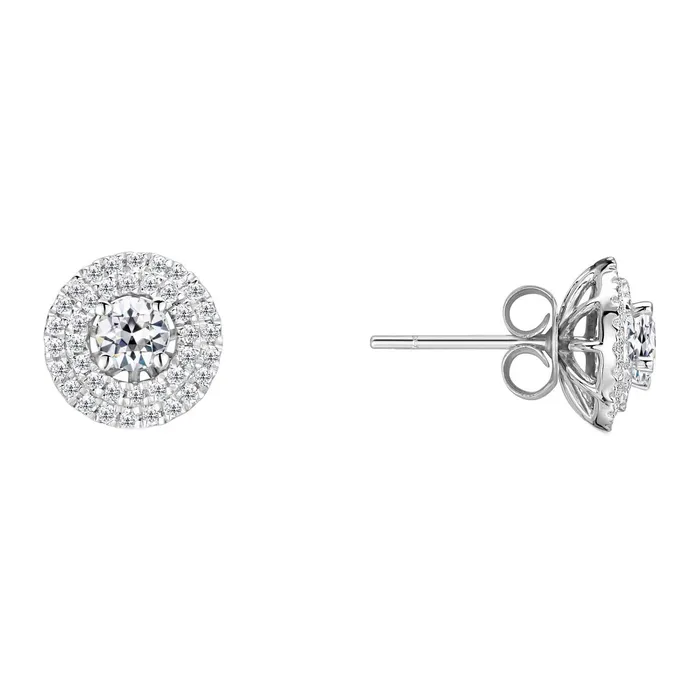 HarryChadEntcom Earrings Natural Diamond Double Halo Round Old Mine Cut Stud Earrings 3 Carats HarryChadEntcom Earrings Natural Diamond Double Halo Round Old Mine Cut Stud Earrings 3 Carats