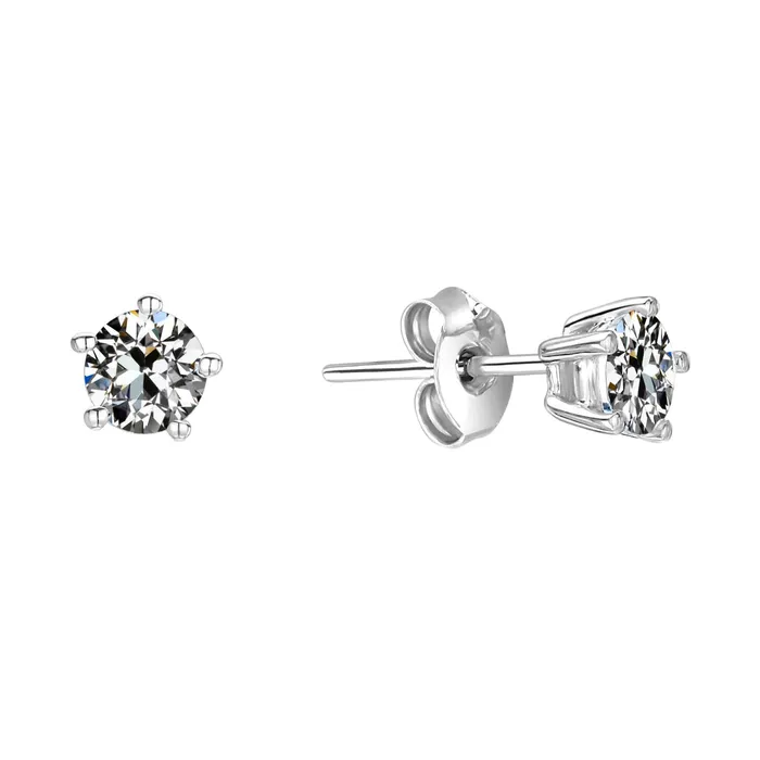 HarryChadEntcom Earrings Womens Solitaire Mined Diamond Old Cut Stud Earrings 5 Prong Set 2 Carats HarryChadEntcom Earrings Womens Solitaire Mined Diamond Old Cut Stud Earrings 5 Prong Set 2 Carats