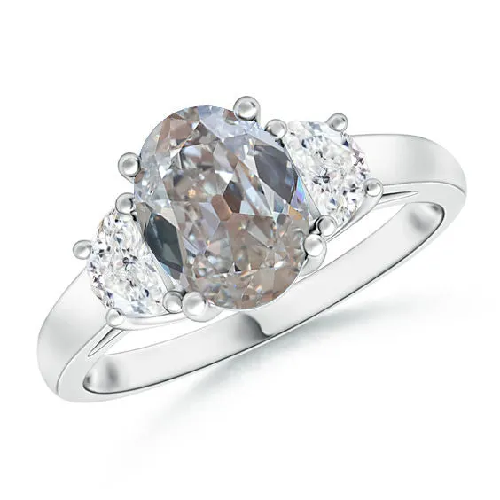 HarryChadEntcom Gold 3 Stone Natural Earth Mined Diamond Ring Oval Cut Old Miner Half Moons 450 Carats Rings