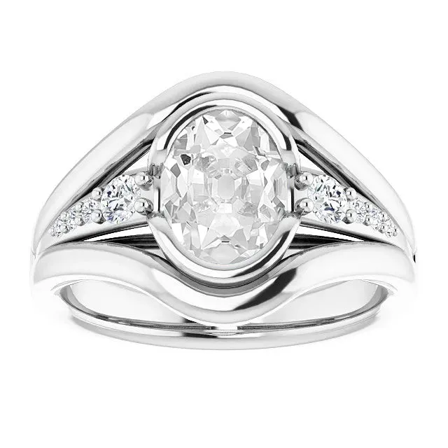 HarryChadEntcom Gold Oval Old Cut Natural Earth Mined Diamond Ring With Accents Half Bezel Set 550 Carats Rings HarryChadEntcom Gold Oval Old Cut Natural Earth Mined Diamond Ring With Accents Half Bezel Set 550 Carats Rings