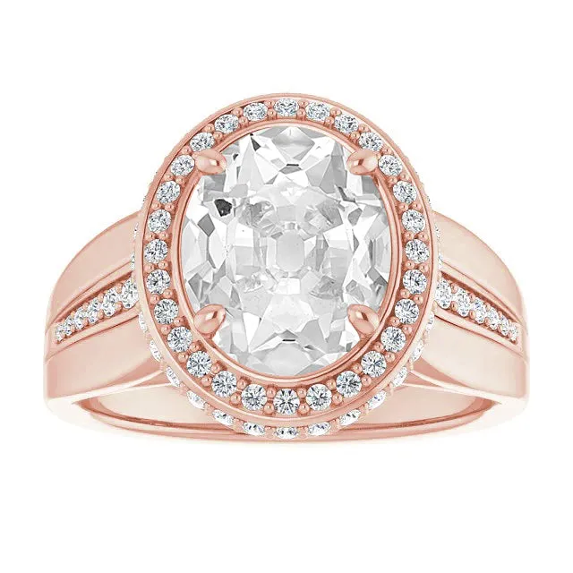 HarryChadEntcom Halo Anniversary Ring Oval Old Mine Cut Huge Lab Grown Diamond Prong Set 13 Carats Rings HarryChadEntcom Halo Anniversary Ring Oval Old Mine Cut Huge Lab Grown Diamond Prong Set 13 Carats Rings