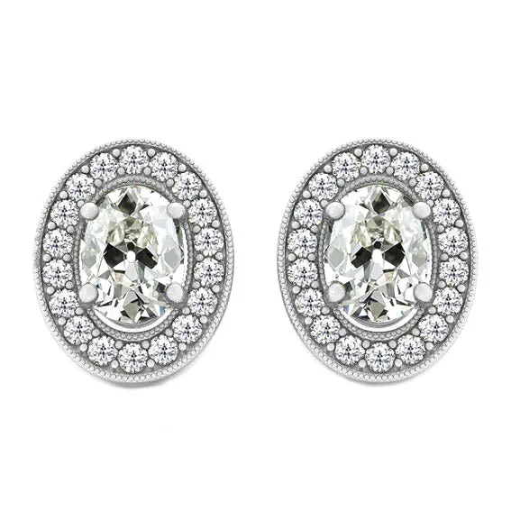 HarryChadEntcom Halo Old Mine Cut Oval Genuine Diamond Stud Earrings Gold 5 Carats Earrings HarryChadEntcom Halo Old Mine Cut Oval Genuine Diamond Stud Earrings Gold 5 Carats Earrings
