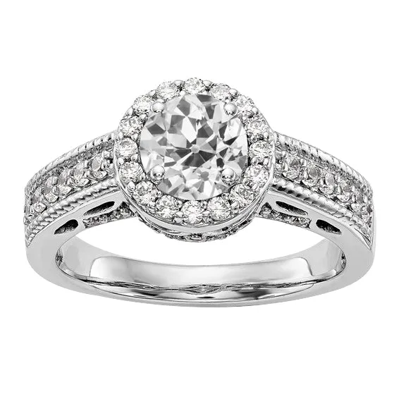 HarryChadEntcom Halo Wedding Ring Round Old Miner Natural Earth Mined Diamond Milgrain Shank 425 Carats Rings HarryChadEntcom Halo Wedding Ring Round Old Miner Natural Earth Mined Diamond Milgrain Shank 425 Carats Rings