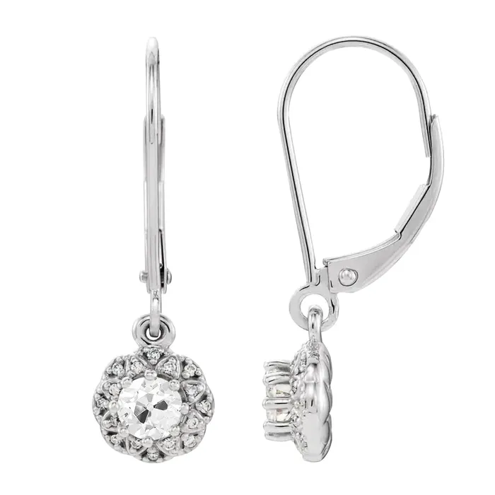 HarryChadEntcom Natural Diamond Leverback Halo Earrings 225 Carats Round Old Miner White Gold Earrings HarryChadEntcom Natural Diamond Leverback Halo Earrings 225 Carats Round Old Miner White Gold Earrings