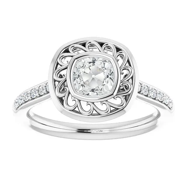 HarryChadEntcom Rings Antique Style Halo Cushion Old Cut Natural Earth Mined Diamond Ring Bezel Set 365 Carats HarryChadEntcom Rings Antique Style Halo Cushion Old Cut Natural Earth Mined Diamond Ring Bezel Set 365 Carats