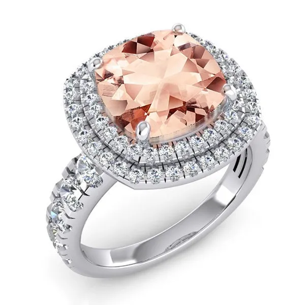 HarryChadEntcom Rings Cushion Morganite Diamond Ring