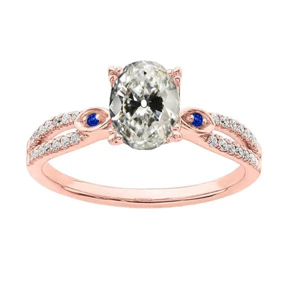 HarryChadEntcom Rings Genuine Oval Old Cut Natural Earth Mined Diamond Round Sri Lankan Sapphire Ring 450 Carats HarryChadEntcom Rings Genuine Oval Old Cut Natural Earth Mined Diamond Round Sri Lankan Sapphire Ring 450 Carats