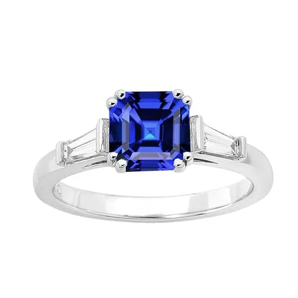 HarryChadEntcom Rings Gold Three Stone Asscher Sapphire Ring 250 Carats Baguette Natural Earth Mined Diamonds HarryChadEntcom Rings Gold Three Stone Asscher Sapphire Ring 250 Carats Baguette Natural Earth Mined Diamonds