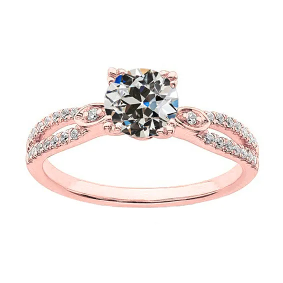 HarryChadEntcom Rings Gold Womens Ring Round Old Mine Cut Genuine Natural Earth Mined Diamond Split Shank 350 Carats HarryChadEntcom Rings Gold Womens Ring Round Old Mine Cut Genuine Natural Earth Mined Diamond Split Shank 350 Carats