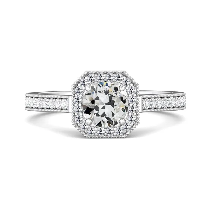 HarryChadEntcom Rings Halo Ring Round Old Mine Cut Natural Earth Mined Diamond Ring With Accents 350 Carats