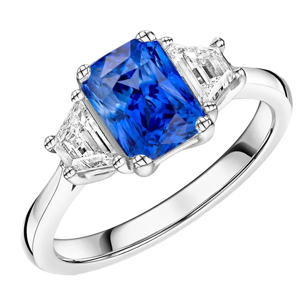 HarryChadEntcom Rings Natural Earth Mined Diamond 3 Stone Sapphire Ring Trapezoid Stones Tapered Shank 3 Carats HarryChadEntcom Rings Natural Earth Mined Diamond 3 Stone Sapphire Ring Trapezoid Stones Tapered Shank 3 Carats