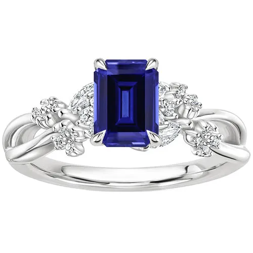 HarryChadEntcom Rings Natural Earth Mined Diamond Solitaire Ring with Accents Emerald Blue Sapphire 4 Carats HarryChadEntcom Rings Natural Earth Mined Diamond Solitaire Ring with Accents Emerald Blue Sapphire 4 Carats