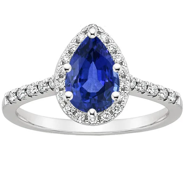 HarryChadEntcom Rings Pear Cut Blue Sapphire Natural Earth Mined Diamond Halo Ring 350 Carats Ladies Jewelry HarryChadEntcom Rings Pear Cut Blue Sapphire Natural Earth Mined Diamond Halo Ring 350 Carats Ladies Jewelry