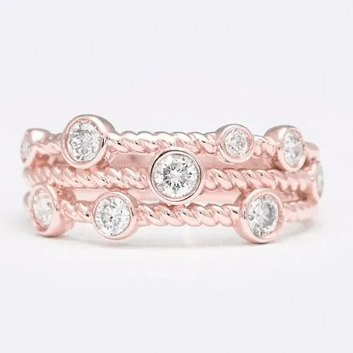 HarryChadEntcom Rings Round Natural Earth Mined Diamond Bubble Ring Band