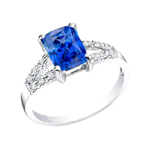 HarryChadEntcom Rings Round Natural Earth Mined Diamond Wedding Ring Blue Sapphire Split Shank 2 Carats HarryChadEntcom Rings Round Natural Earth Mined Diamond Wedding Ring Blue Sapphire Split Shank 2 Carats