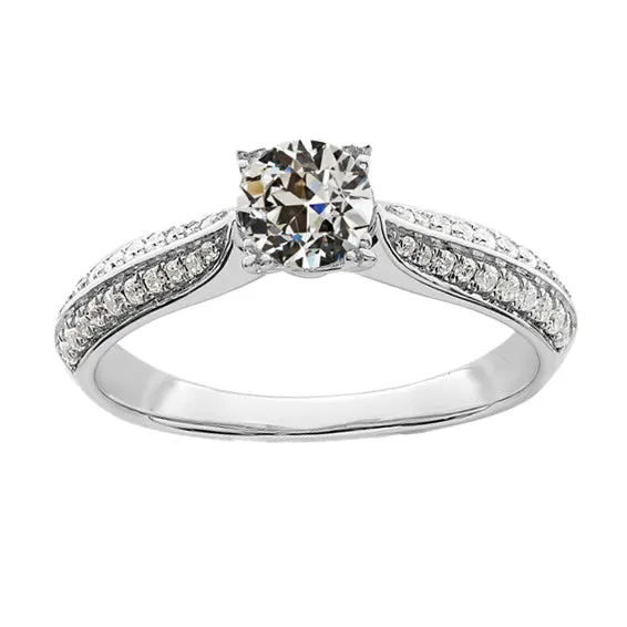 HarryChadEntcom Rings Round Old Mine Cut Genuine Natural Earth Mined Diamond Ring With Accents Gold 350 Carats HarryChadEntcom Rings Round Old Mine Cut Genuine Natural Earth Mined Diamond Ring With Accents Gold 350 Carats