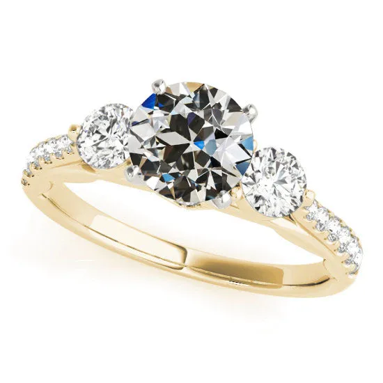 HarryChadEntcom Rings Round Old Miner Real Natural Earth Mined Diamond Ring 3 Stone Style 5 Carats 14K Gold HarryChadEntcom Rings Round Old Miner Real Natural Earth Mined Diamond Ring 3 Stone Style 5 Carats 14K Gold