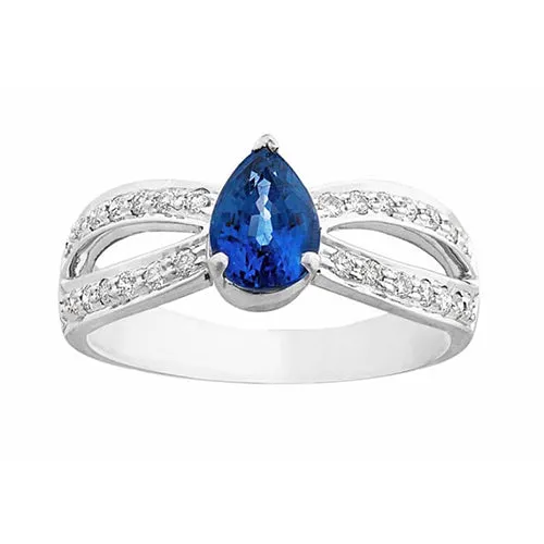 HarryChadEntcom Rings Solitaire Ring Pear Blue Sapphire With Natural Earth Mined Diamond Accents 350 Carats HarryChadEntcom Rings Solitaire Ring Pear Blue Sapphire With Natural Earth Mined Diamond Accents 350 Carats