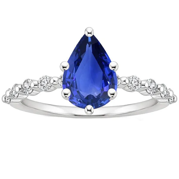 HarryChadEntcom Rings Solitaire With Accents Ring Pear Ceylon Sapphire Natural Earth Mined Diamonds 3 Carats HarryChadEntcom Rings Solitaire With Accents Ring Pear Ceylon Sapphire Natural Earth Mined Diamonds 3 Carats
