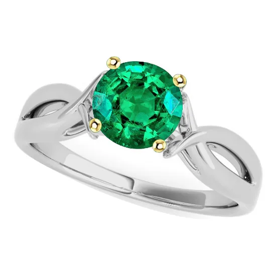 HarryChadEntcom Rings Swirl Style Gemstone Ring Green Emerald Solitaire